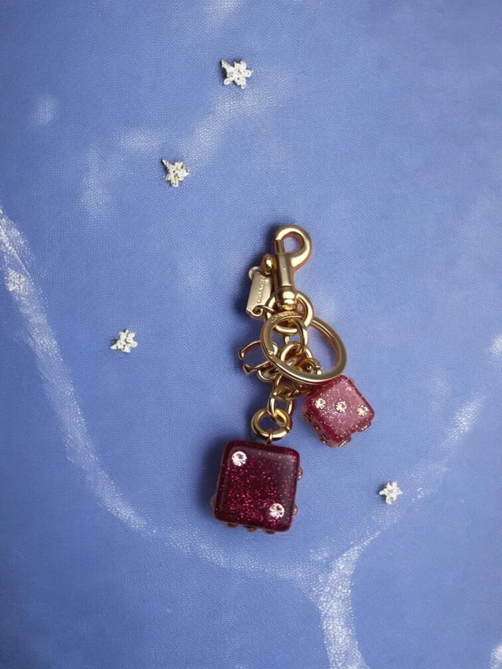 🌸Coach Gold and Pink Dice Keychain